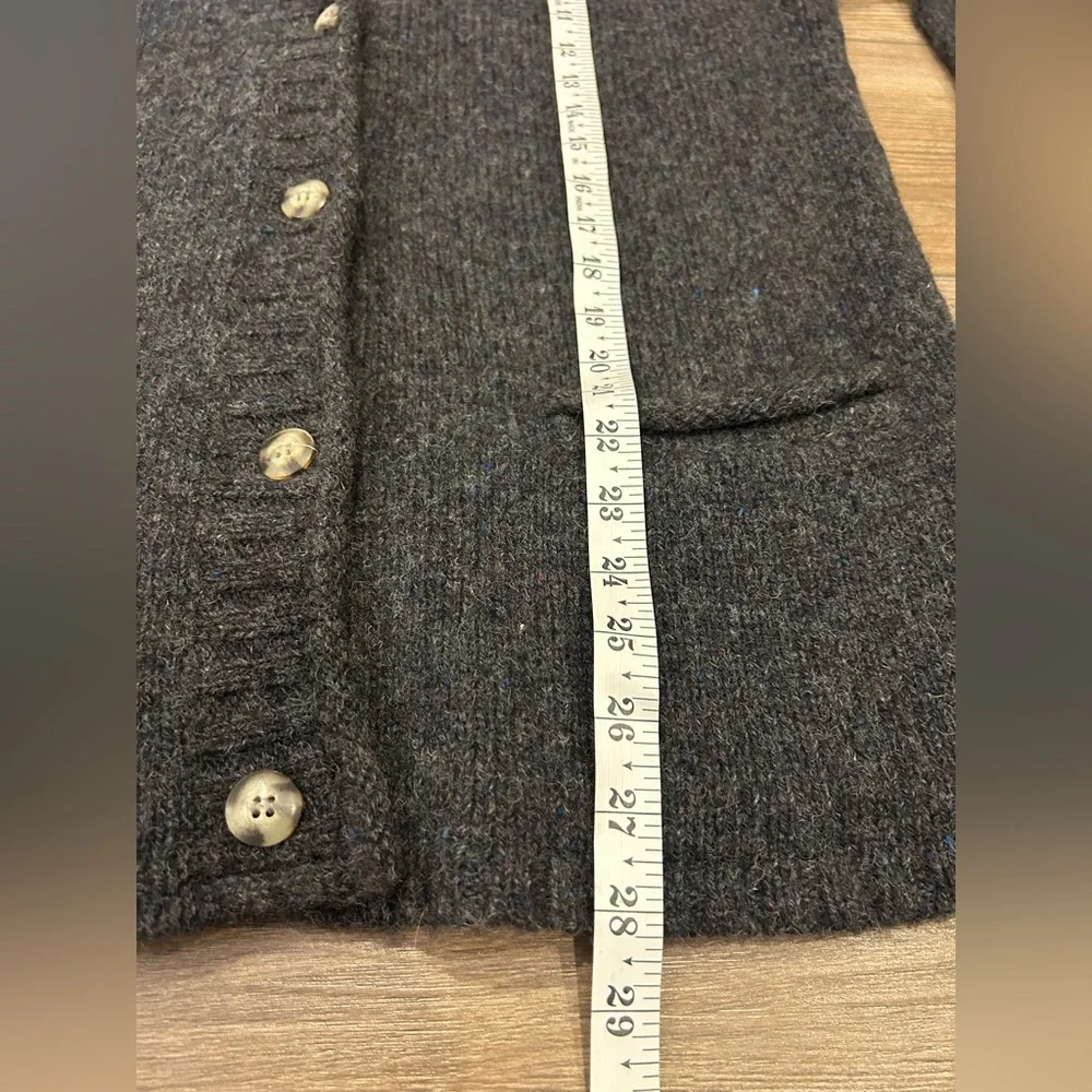 Eddie Bauer Lambswool Cardigan Sweater Charcoal Gray Size M